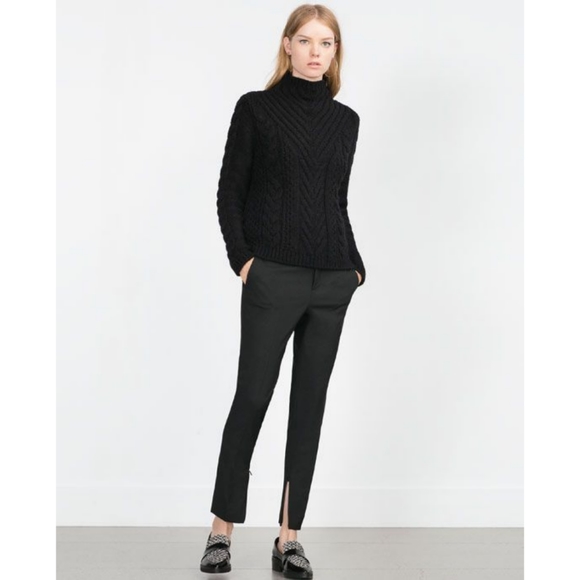 Zara black masculine trousers zip leg split pants - Picture 1 of 5